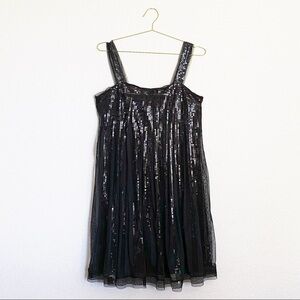 MAX STUDIO Black Sequin Cocktail Mini Dress SZ L